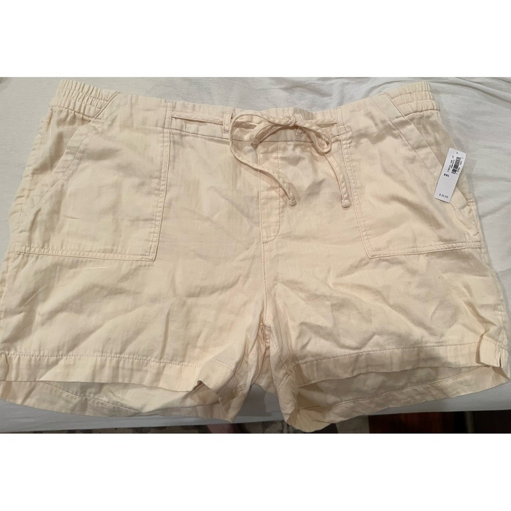 NWT Old Navy Linen Blend Shorts Woman's XXL Lt Yellow Utility High-Waisted Deep